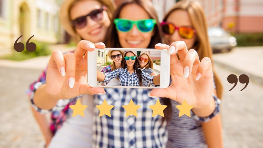 woman taking photo to measure social proof